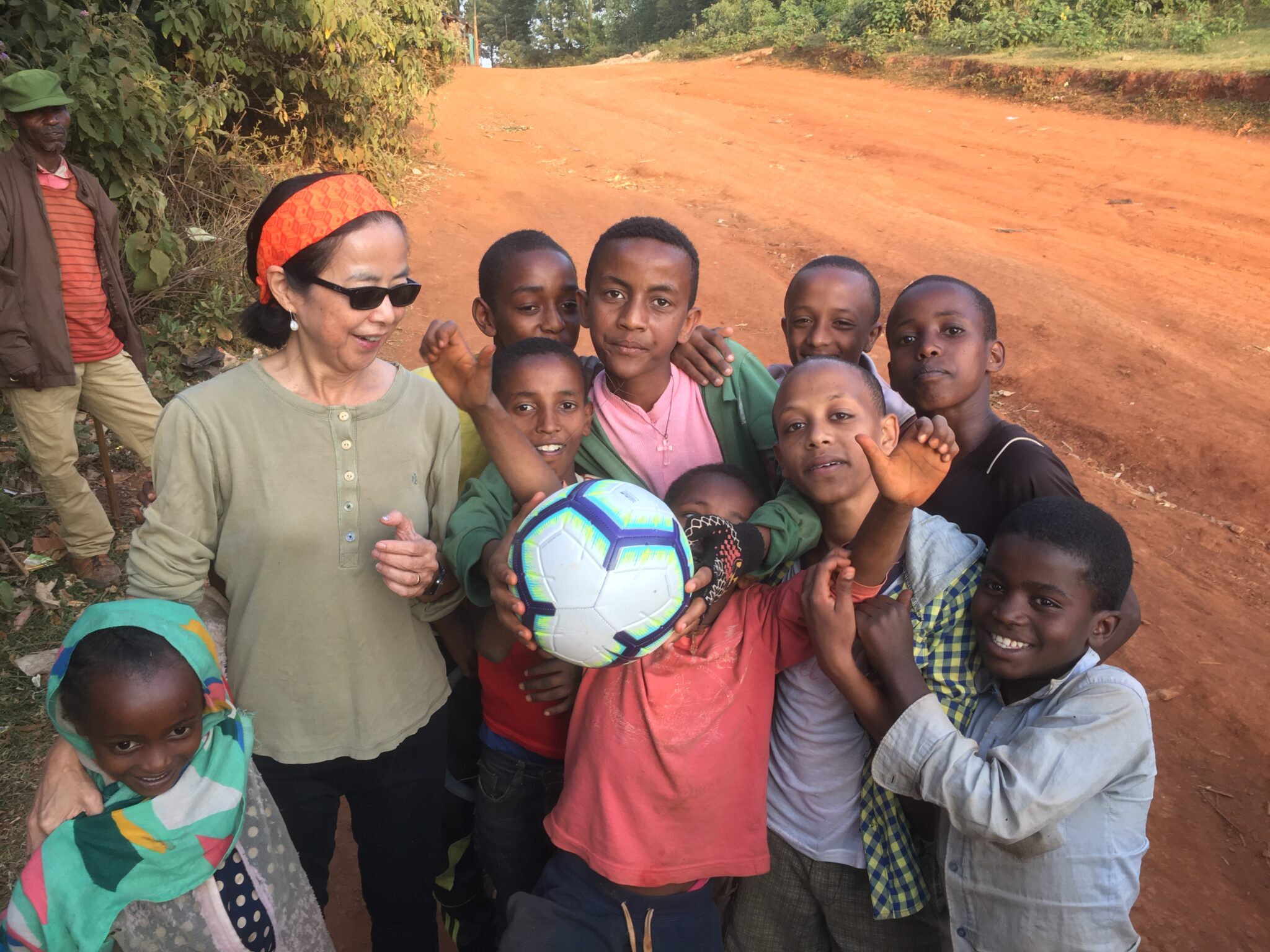 Sok with her friends she made on her medical runs